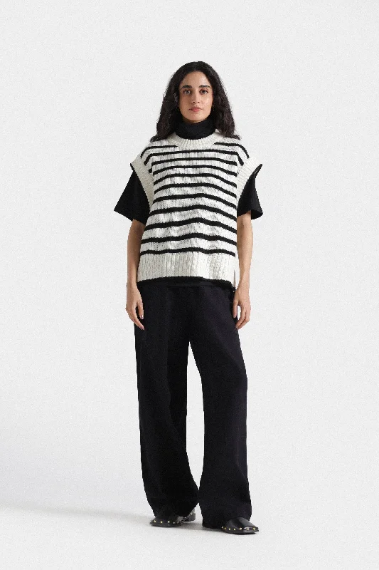 Comfortable Chic Striped Vest Sweater