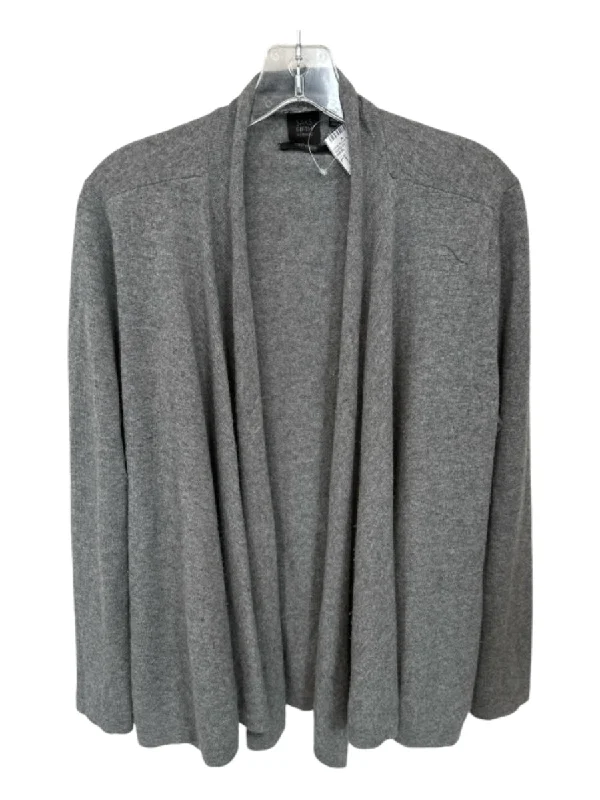Sports Trend Saks Fifth Ave Size L Charcoal Cashmere Knit Open Front Sweater