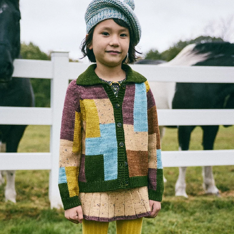 Cozy Essentials Merino Wool Topo Motley Cardigan - Leaf