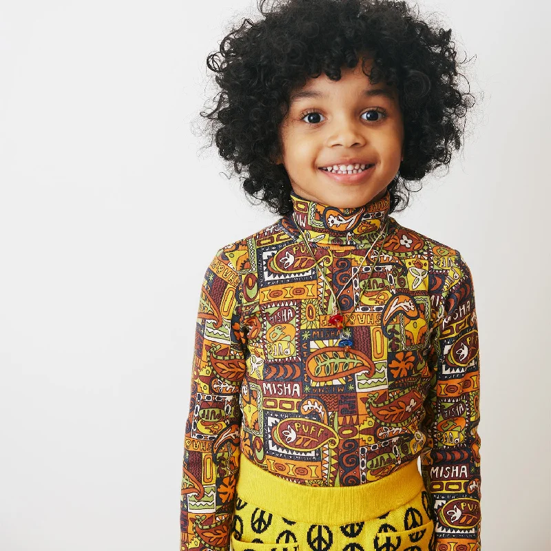 Comfy Dress Pima Cotton Turtleneck - Fox Groovy Paisley