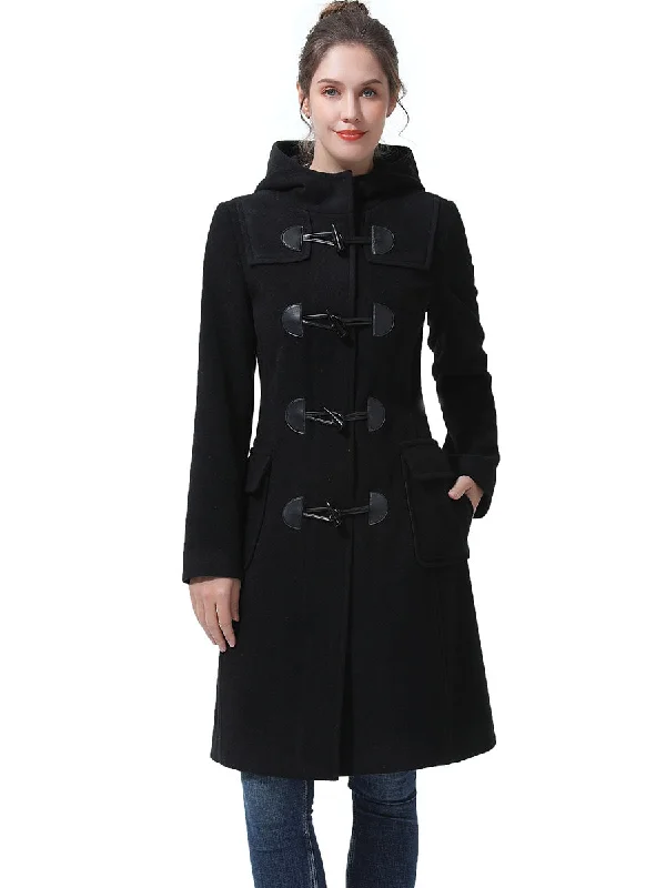 Printed Patterns BGSD Women Liv Hooded Toggle Duffle Wool Coat