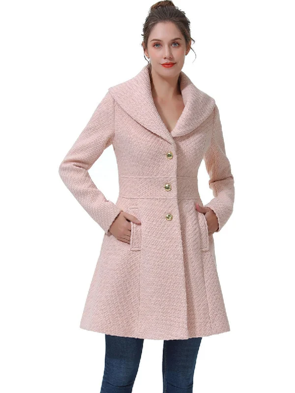 Exquisite Design BGSD Women Tia Fit & Flare Boucle Wool Coat