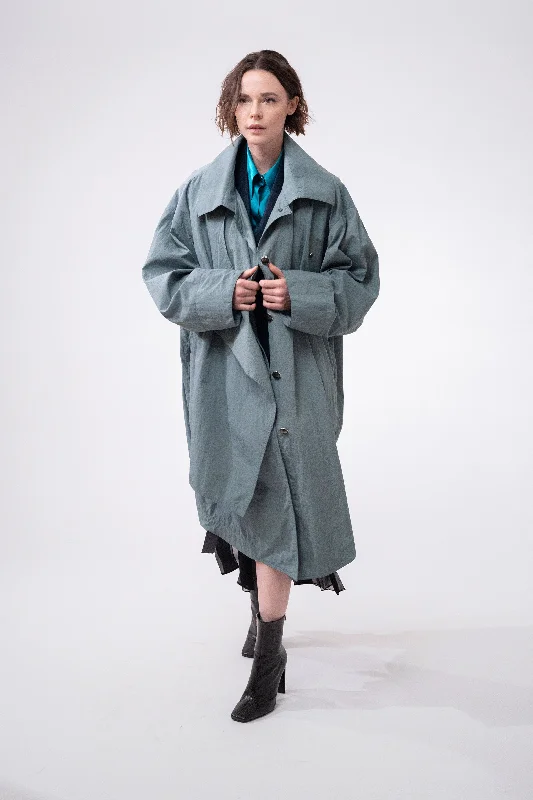 Warm Winter Series TOLTEC sky green - unisex oversize nylon raincoat