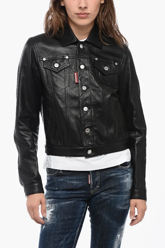 Body Design Dsquared2 Eco-leather Cropped Fit Overshirt
