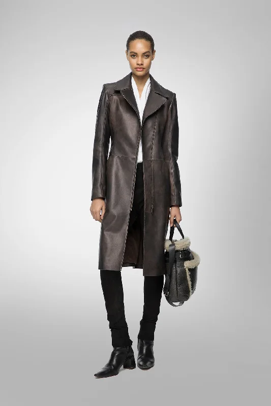 New Design Eléanor - Anthracite Leather Coat