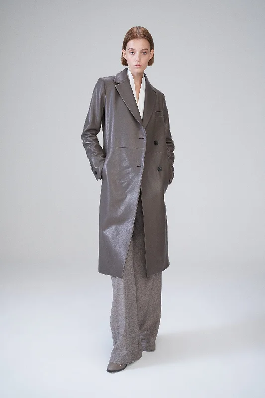 Bright Colors Elfie - Grey Leather Coat
