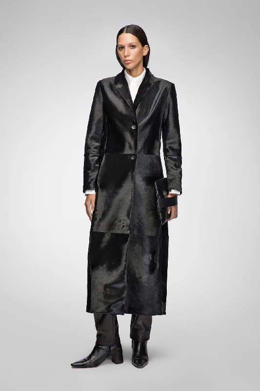 Retro Prints Helene - Black Shearling Coat