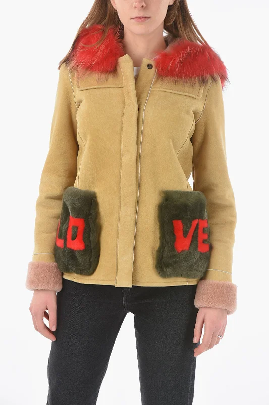 Classic Style History Repeats Shearling Jacket with Real Fur Pockets