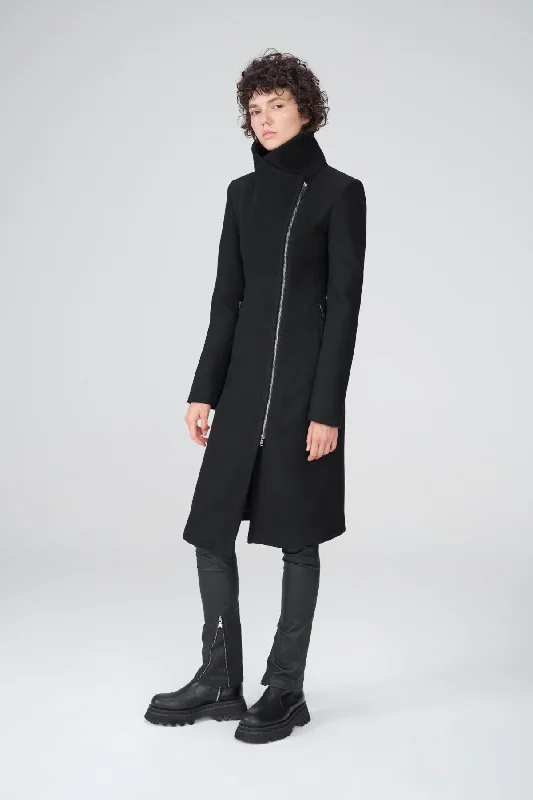 Fashionable And Versatile Pamelia - Black Wool Coat