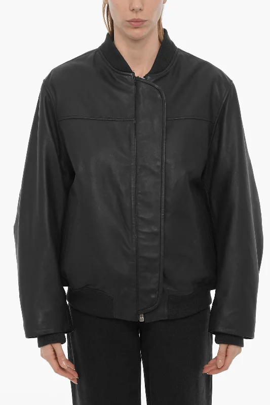 Fashionable And Fashionable Remain Leather Bomber Jacket with Hidden Closure