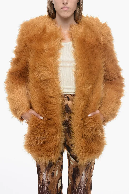 Classic Items Saint Laurent Faux-fur Coat without Fastening