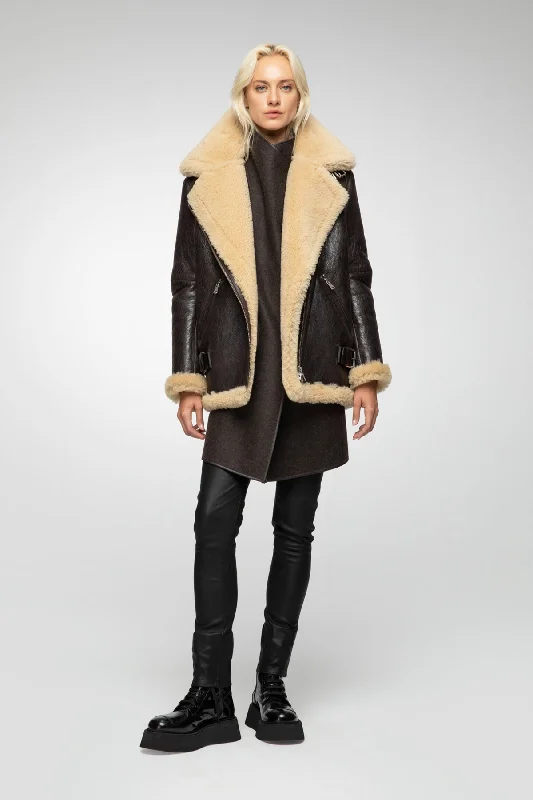 Sports And Leisure Vincente - Brown Beige Shearling Coat