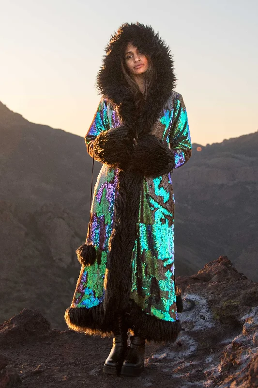 Exquisite Details Women's Sequin Temptress Coat in "Serpentine"