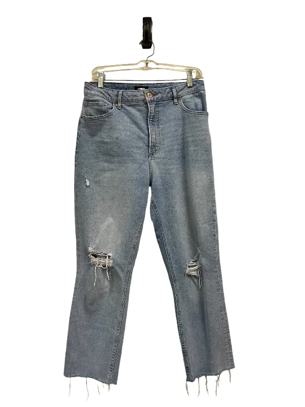 Lace Design Jeans Boyfriend By Express In Blue Denim, Size: 12