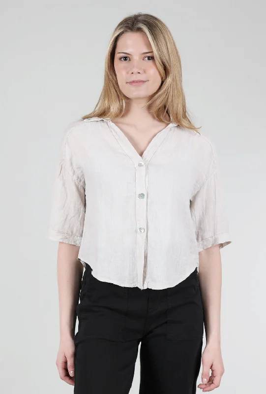 Luxe Comfort Crop Linen Blouson Jacket, Sand