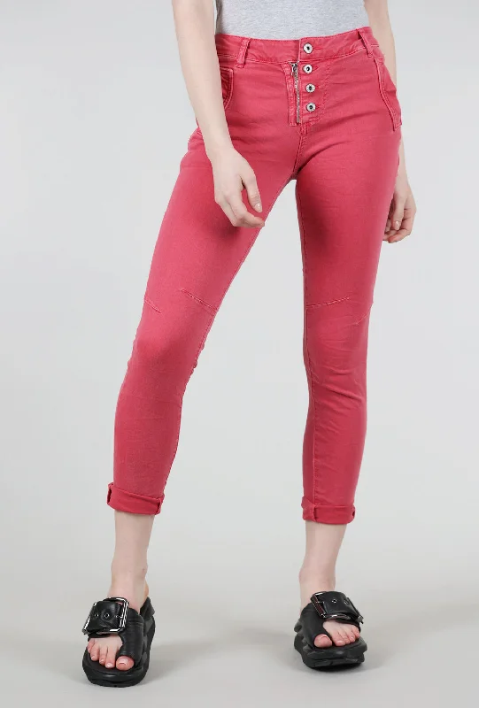 Simple Style Star Stretchy Pants, Scarlet
