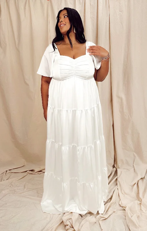 Light Layers Nicole Maxi Dress ~ Ivory Luxe Satin