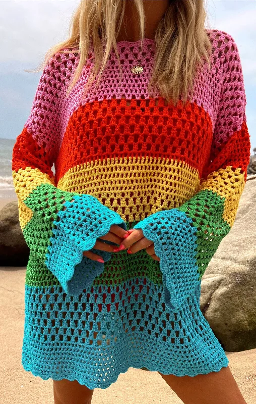 Simple Design Paula Pullover ~ Bright Stripe Crochet