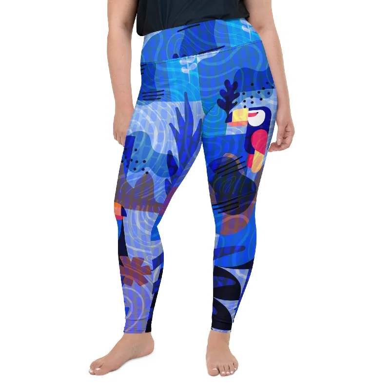 Simple Style Blue Abstract Plus Size Leggings