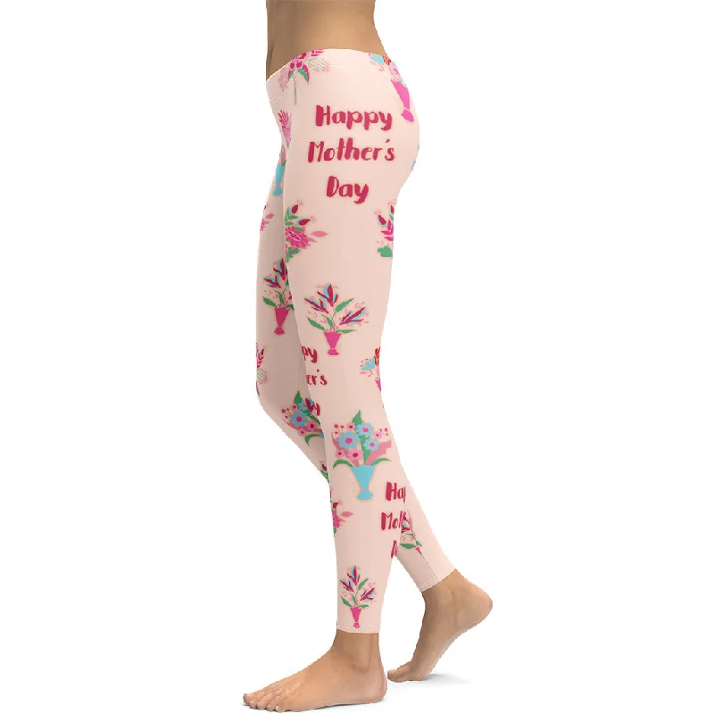 Mid-length Style Mother's Day Bouquet Leggings