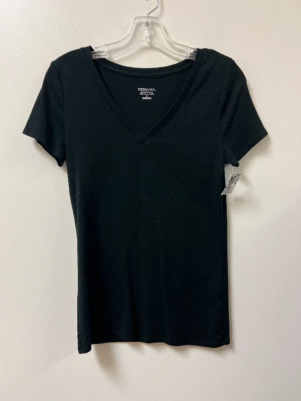 High Street Fashion Top Short Sleeve Basic By Merona In Black, Size: M