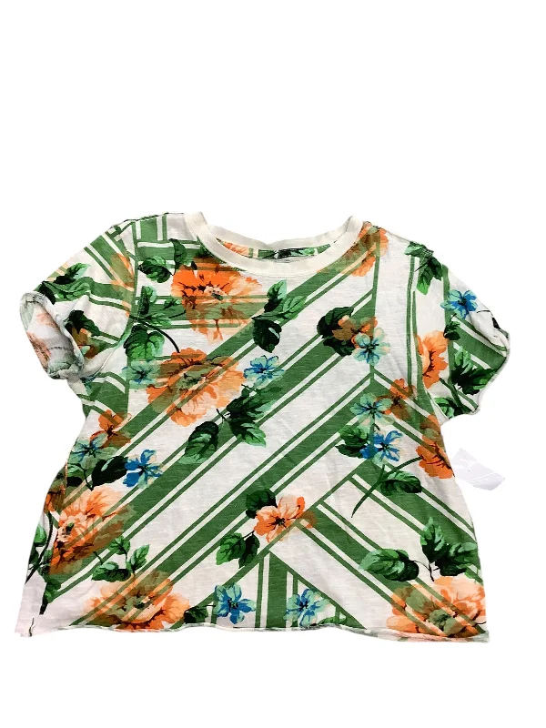Retro Fashion Top Short Sleeve By Anthropologie In Green & Orange, Size: Xs