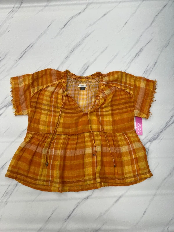 British Fashion Top Short Sleeve By Pilcro In Orange, Size: Xs