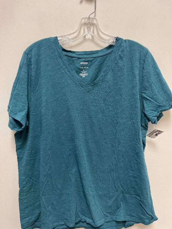 Comfy Pants Top Short Sleeve By Sonoma In Teal, Size: L