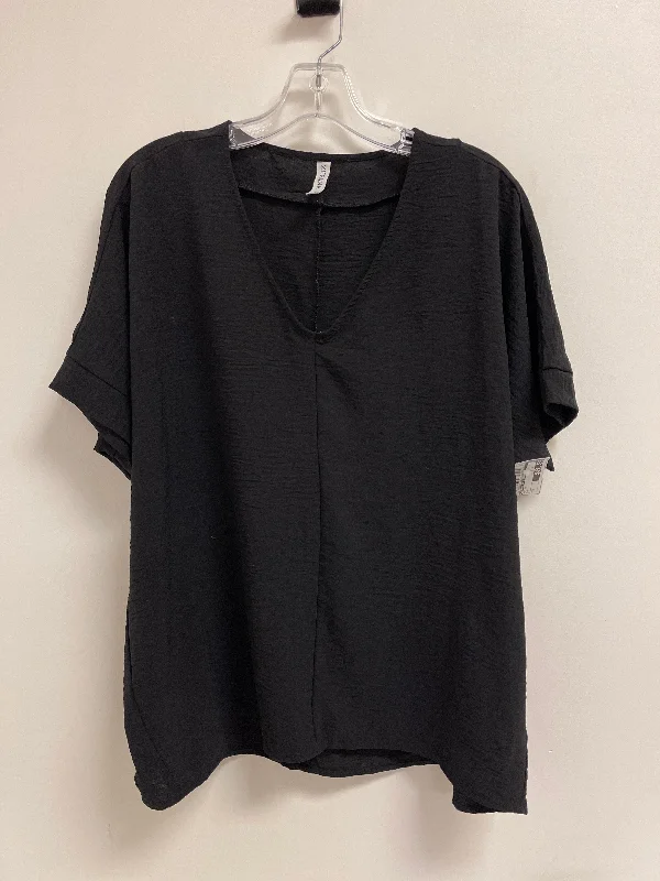 Youthful Style Top Short Sleeve By Zenana Outfitters In Black, Size: S