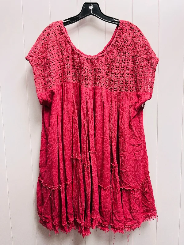 Casual Fit Wear Tunic Short Sleeve By Free People In Pink, Size: S