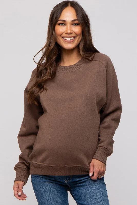 Personalized Clothing Brown Pullover Maternity Terry Crewneck