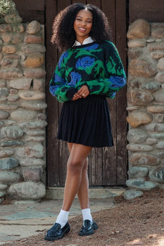 Fresh And Capable Green Abstract Fuzzy Knit Sweater