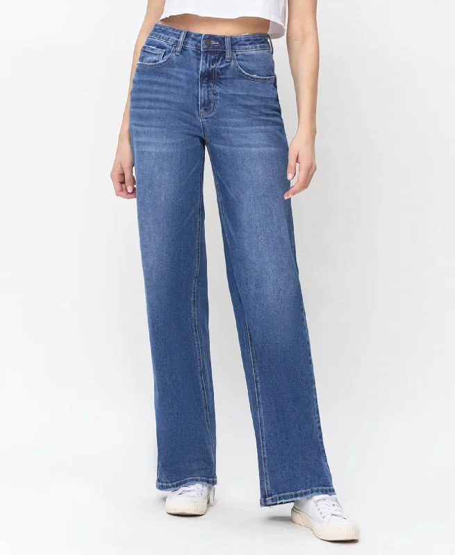Casual Chic Wear 90's Vintage Super High Rise Loose Jeans In Dark Wash